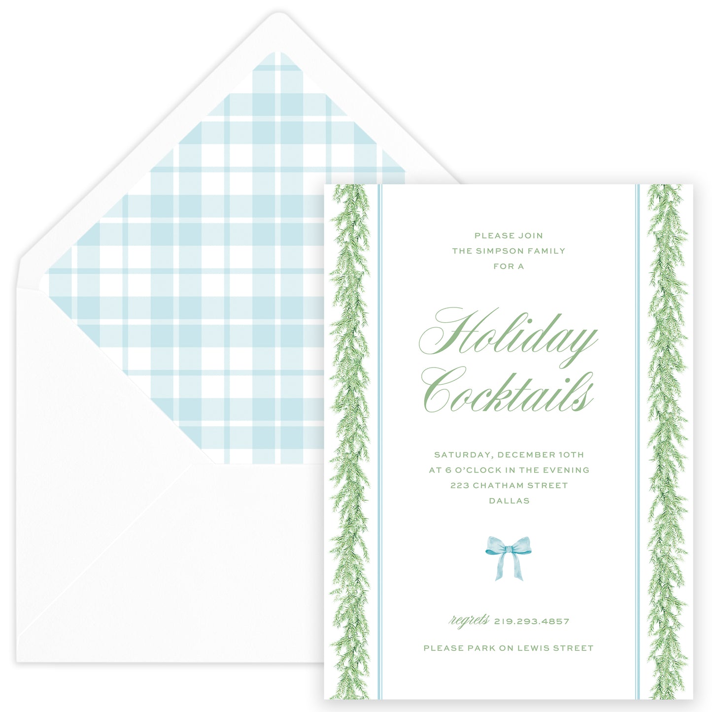 holiday garland edge party invitation