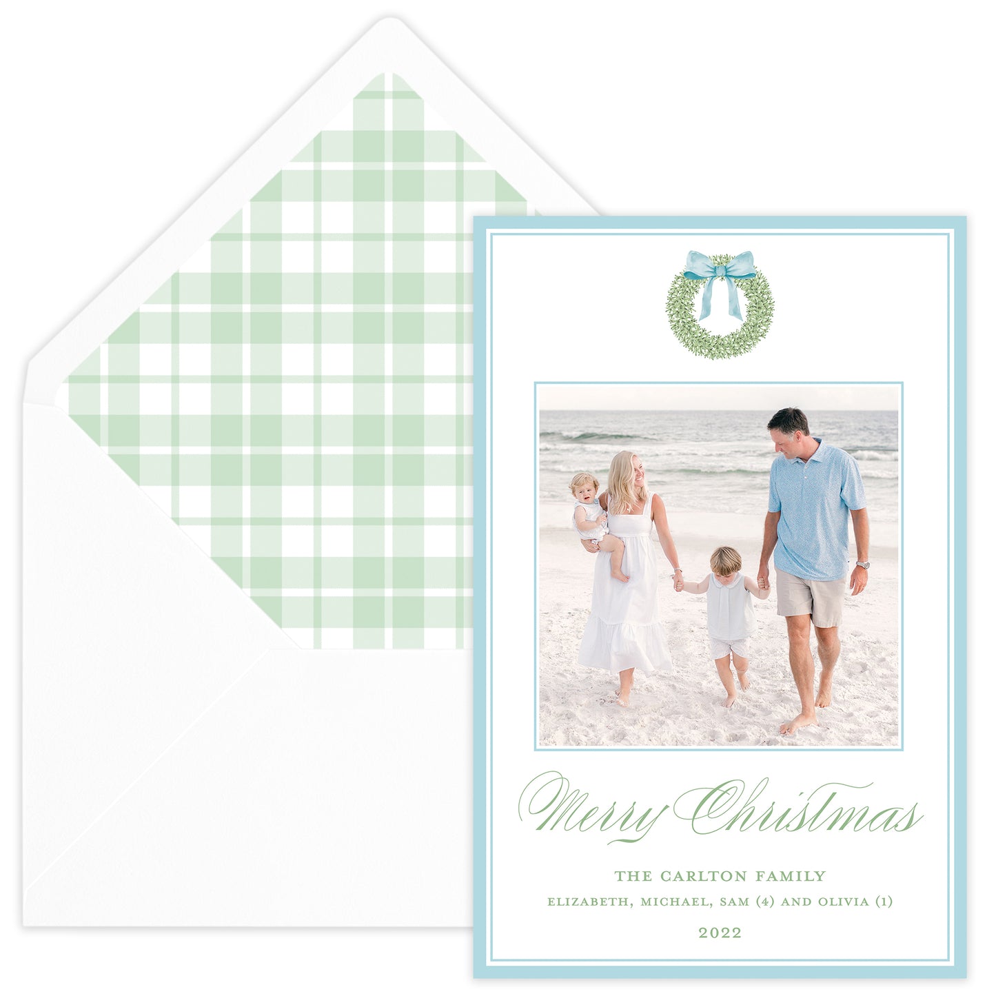 watercolor wreath large holiday photo card