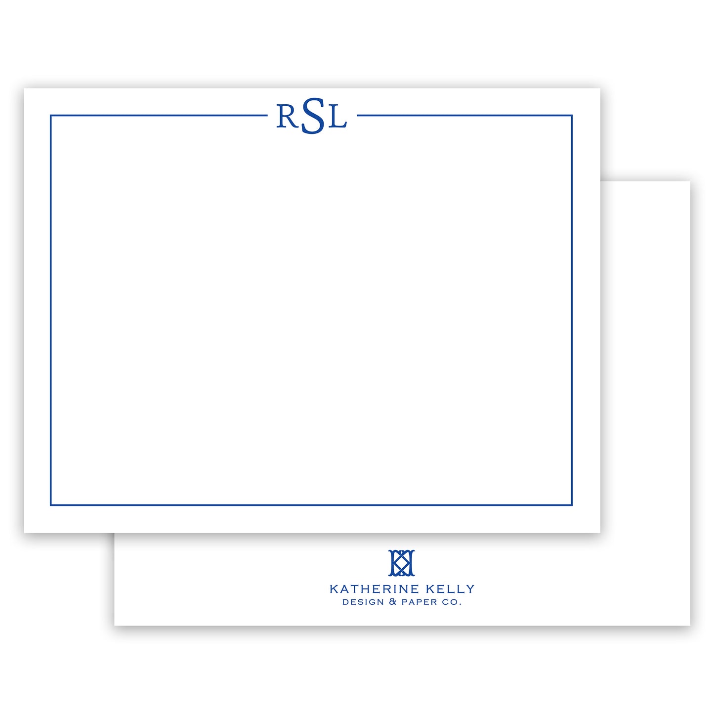 classic navy monogram notecard