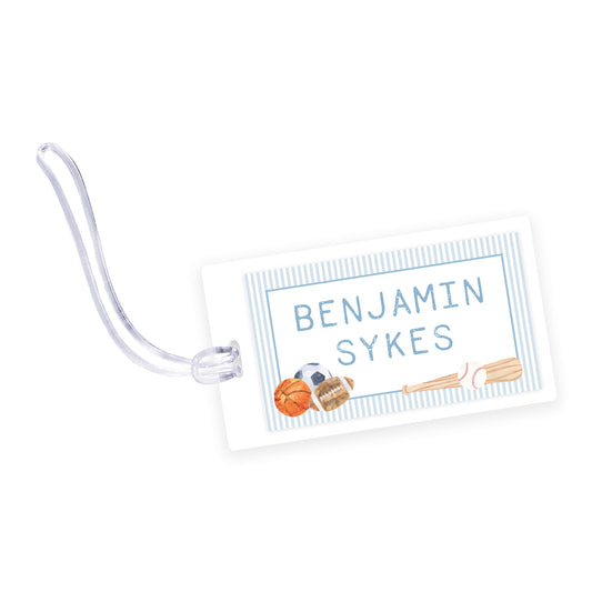 sports laminated bag tag