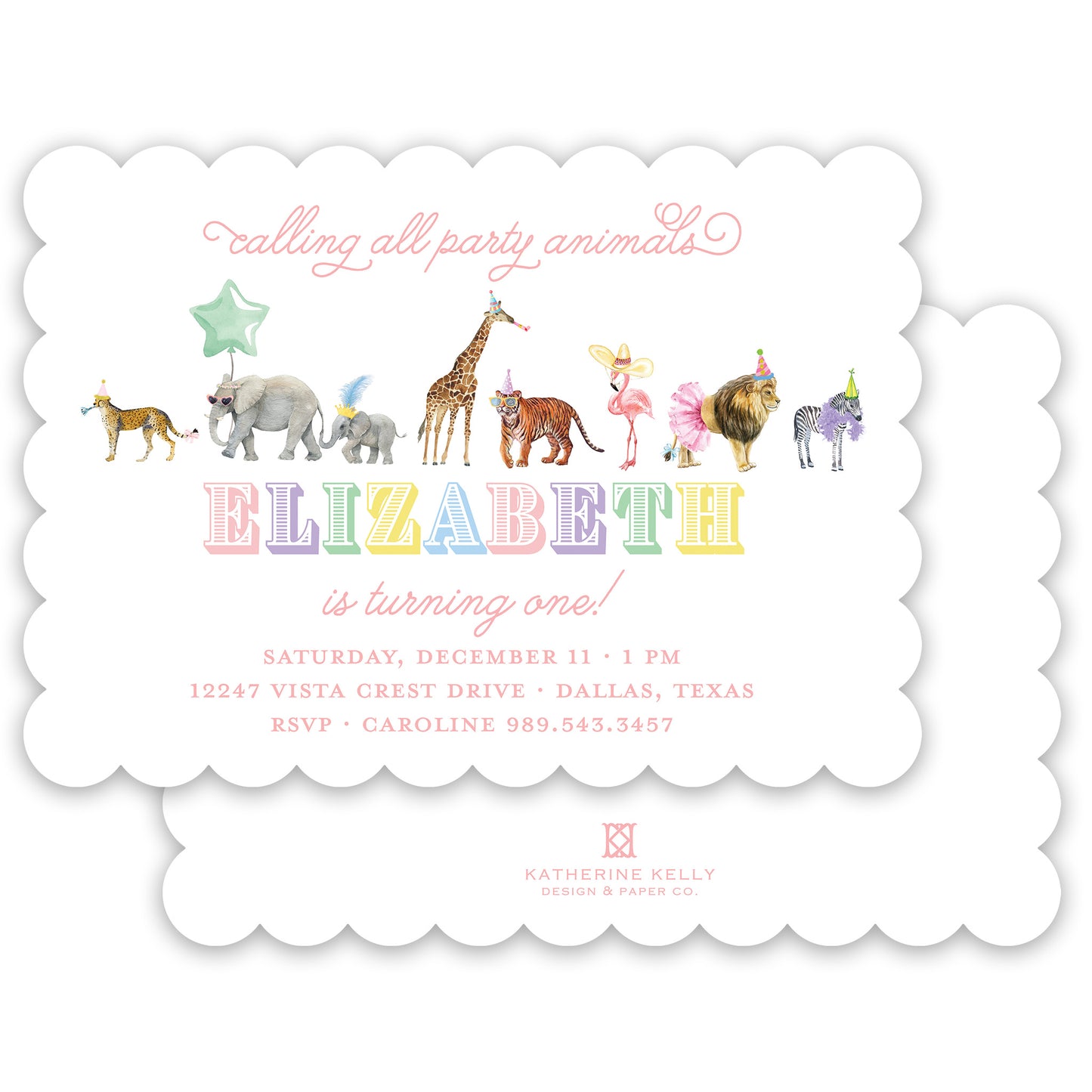 multi party animal birthday invitation