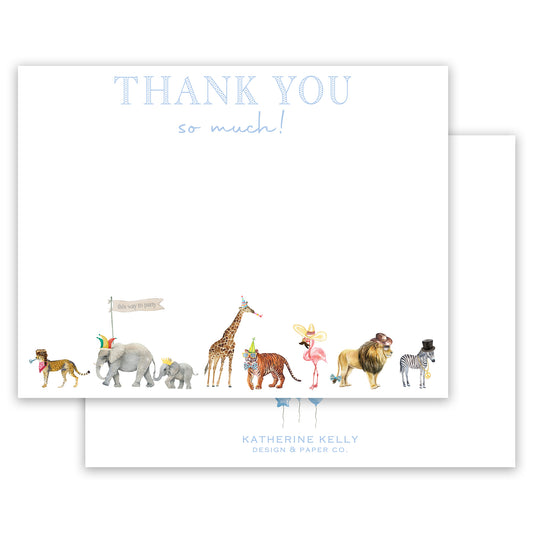 blue party animal thank you note