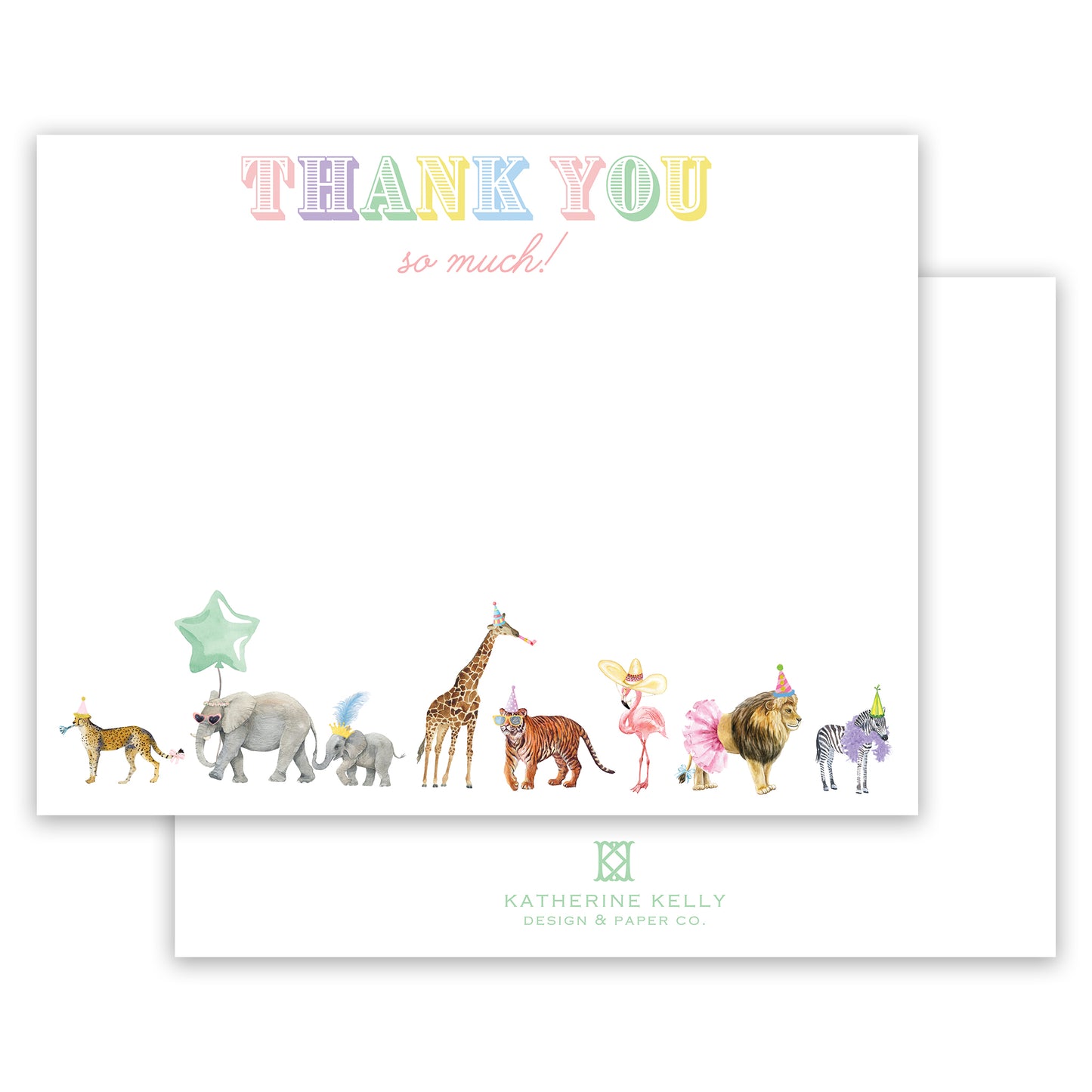 multi party animal thank you note