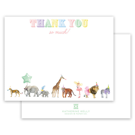 multi party animal thank you note