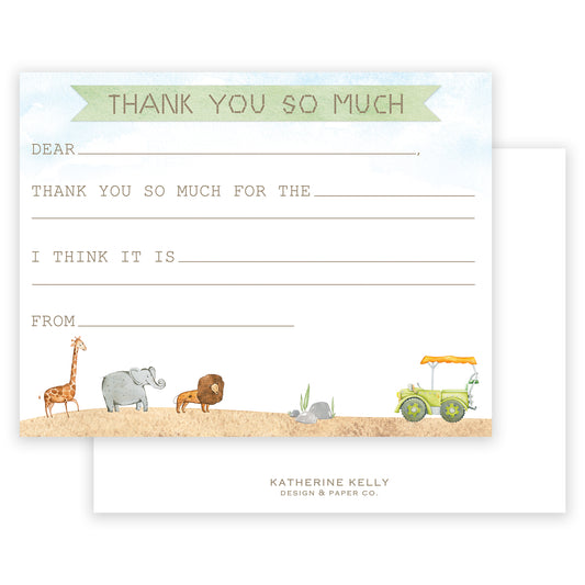 safari fill-in thank you note