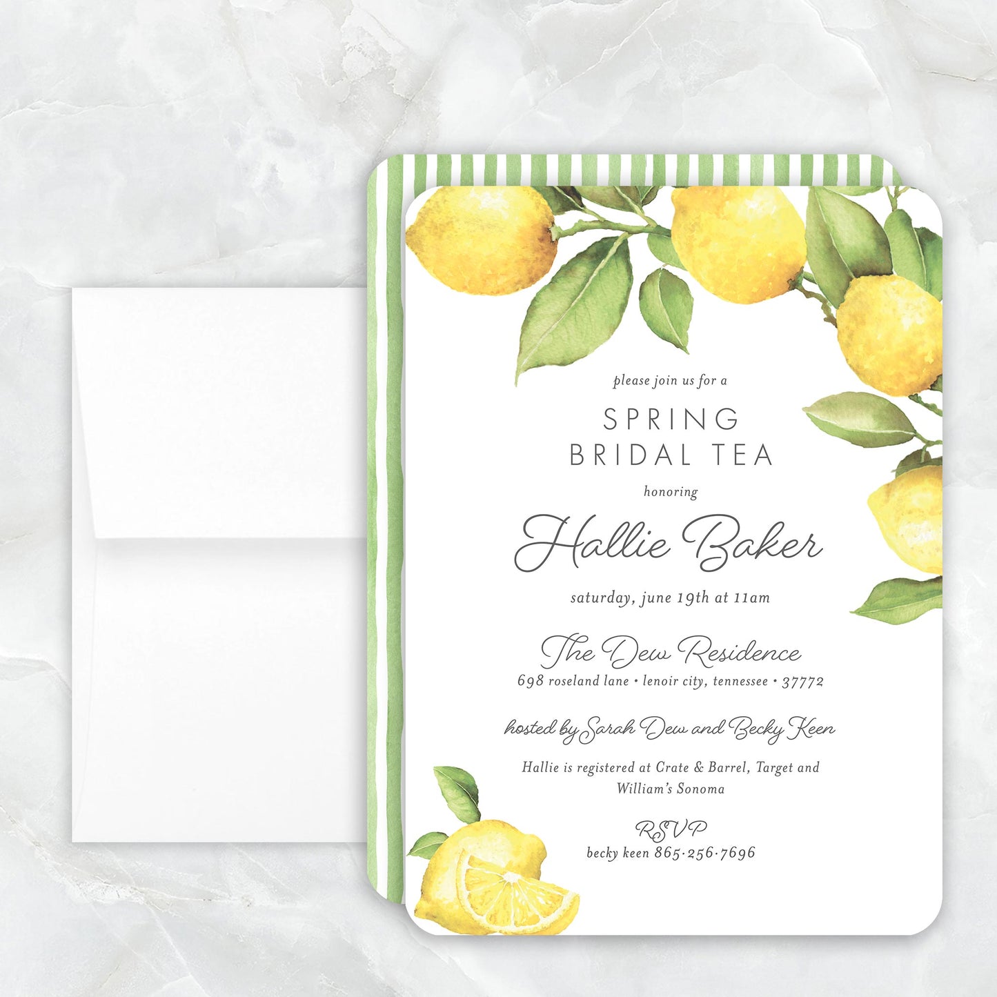 lemon shower invitation