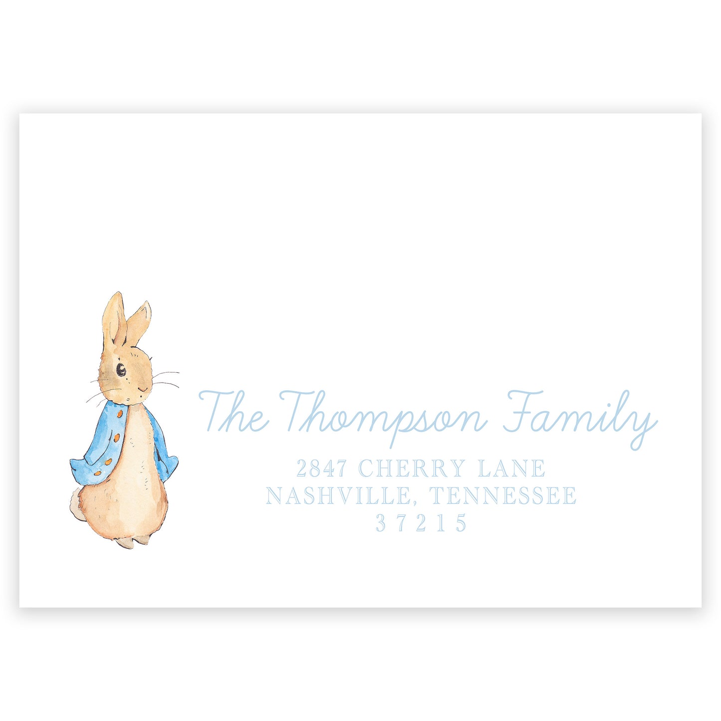 blue peter rabbit party invitation