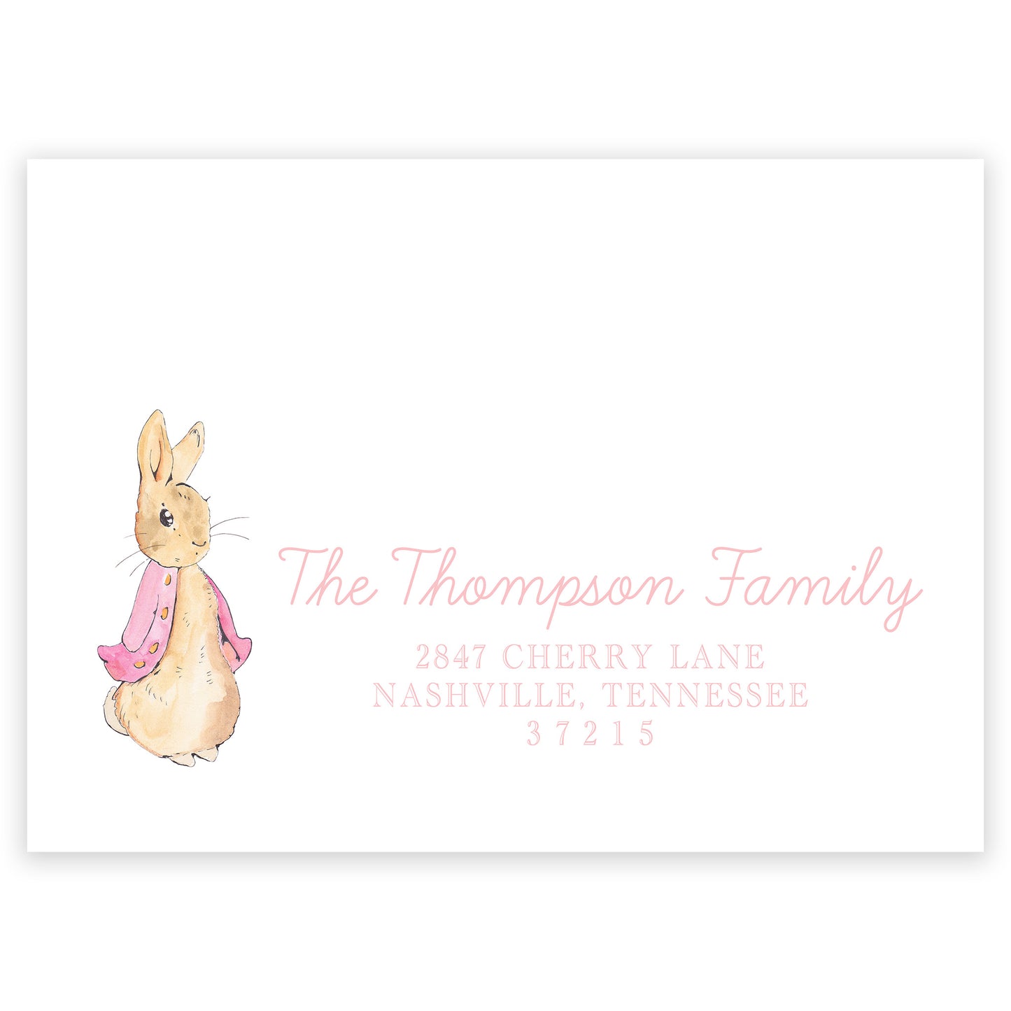 pink peter rabbit birthday invitation