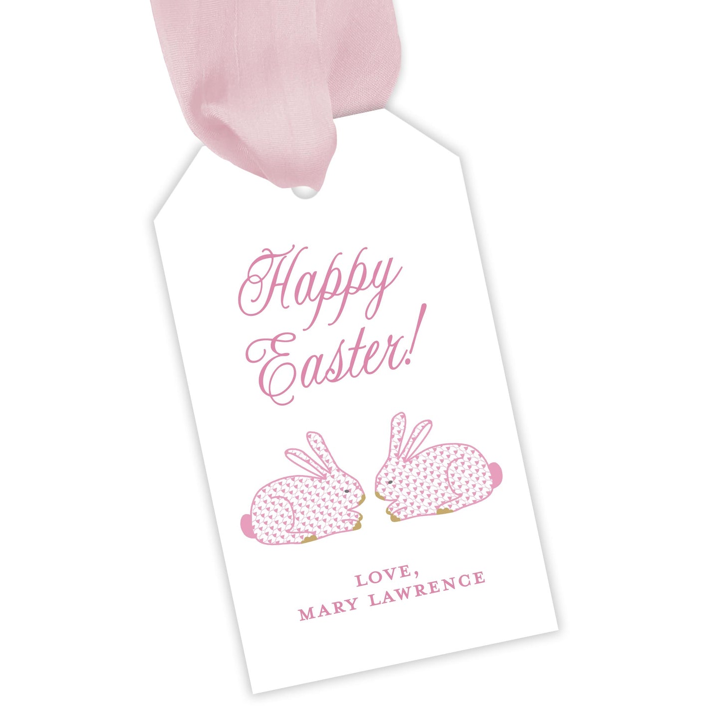 pink herend bunny easter tag