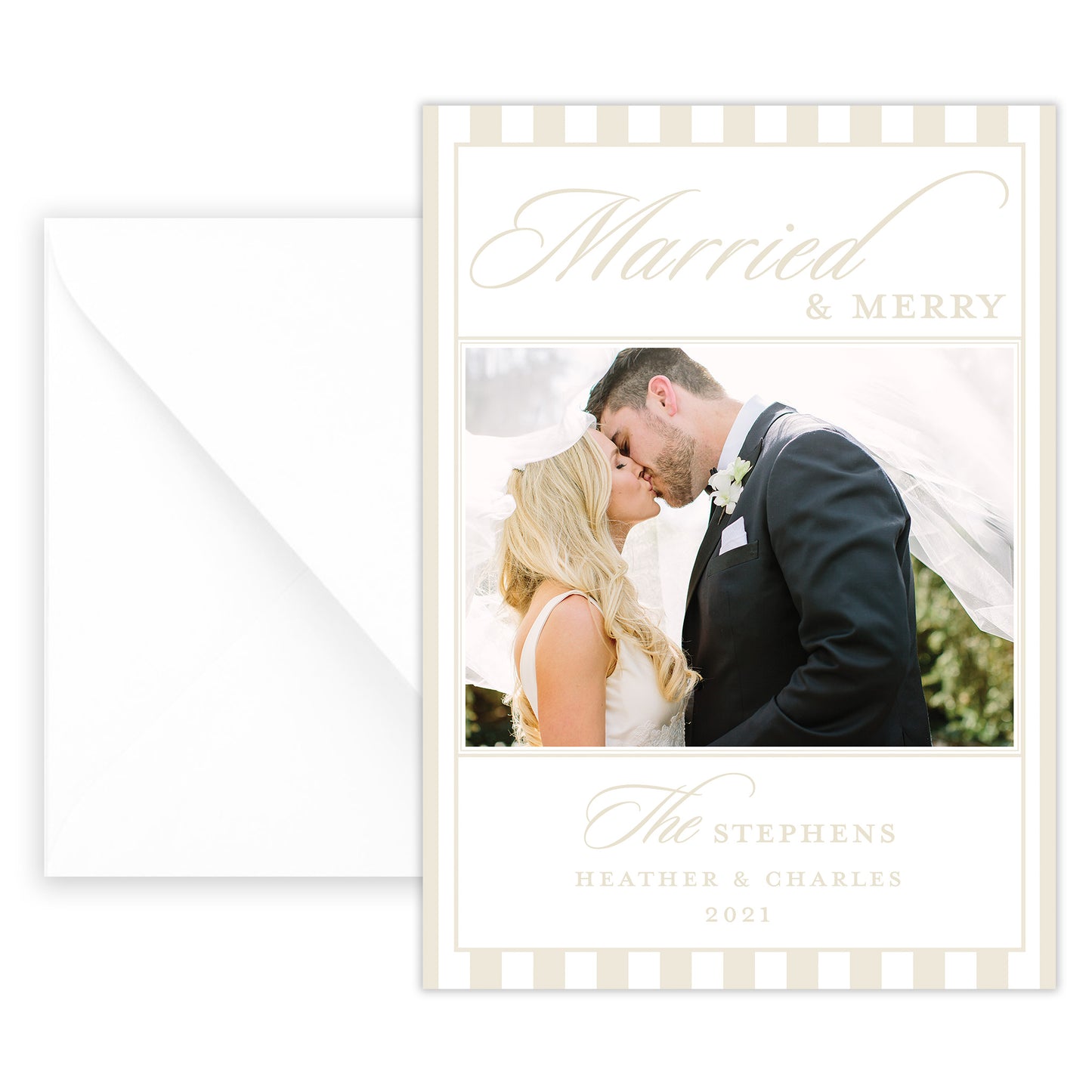 married & merry holiday card