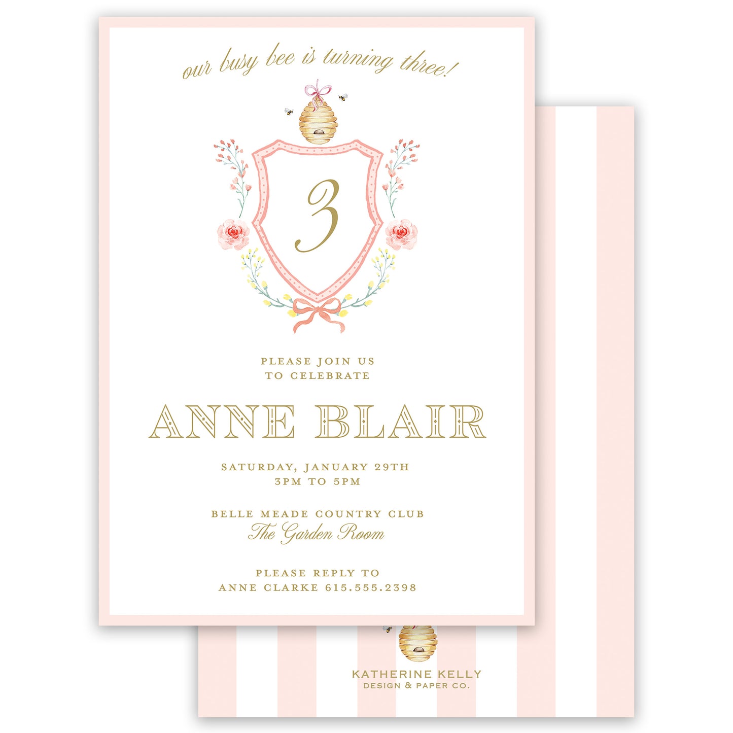 busy bee birthday invitation