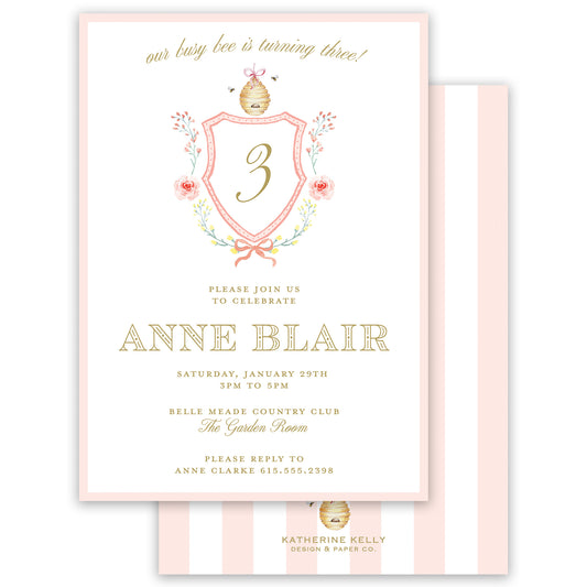 busy bee birthday invitation