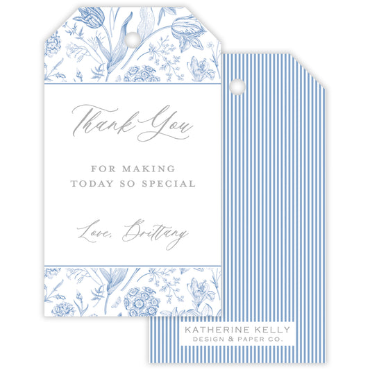 blue & white chinoiserie party favor tag