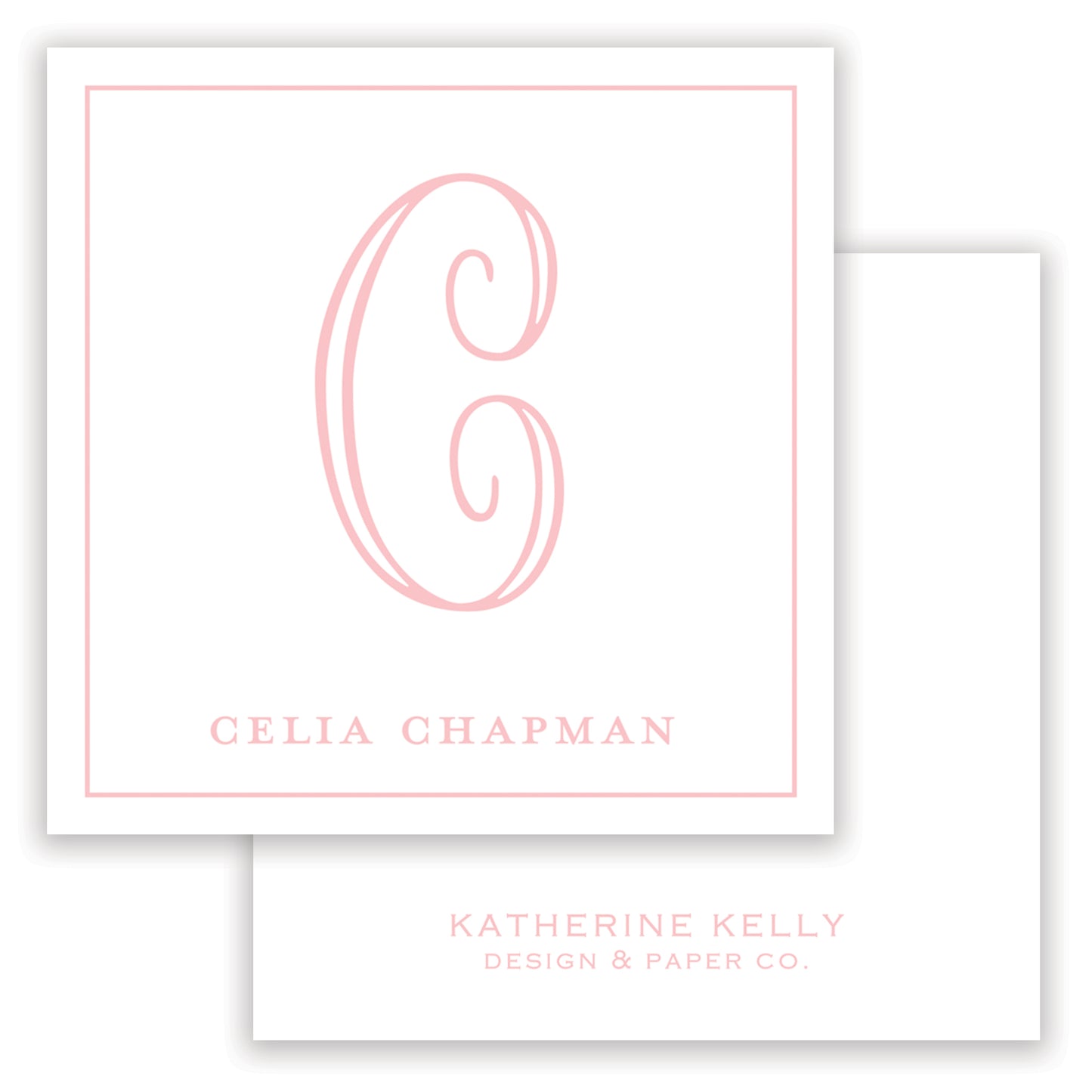 classic pink initial enclosure card