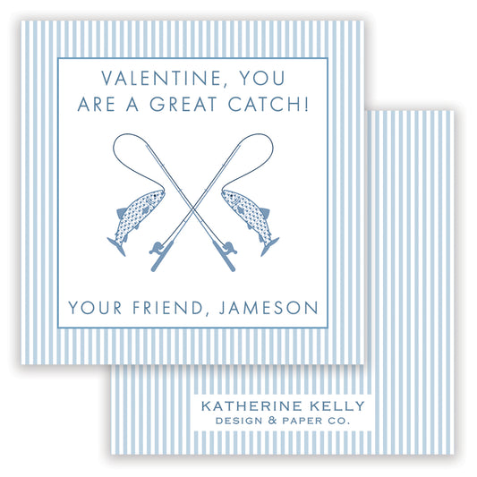 fishing pinstripe valentine printable