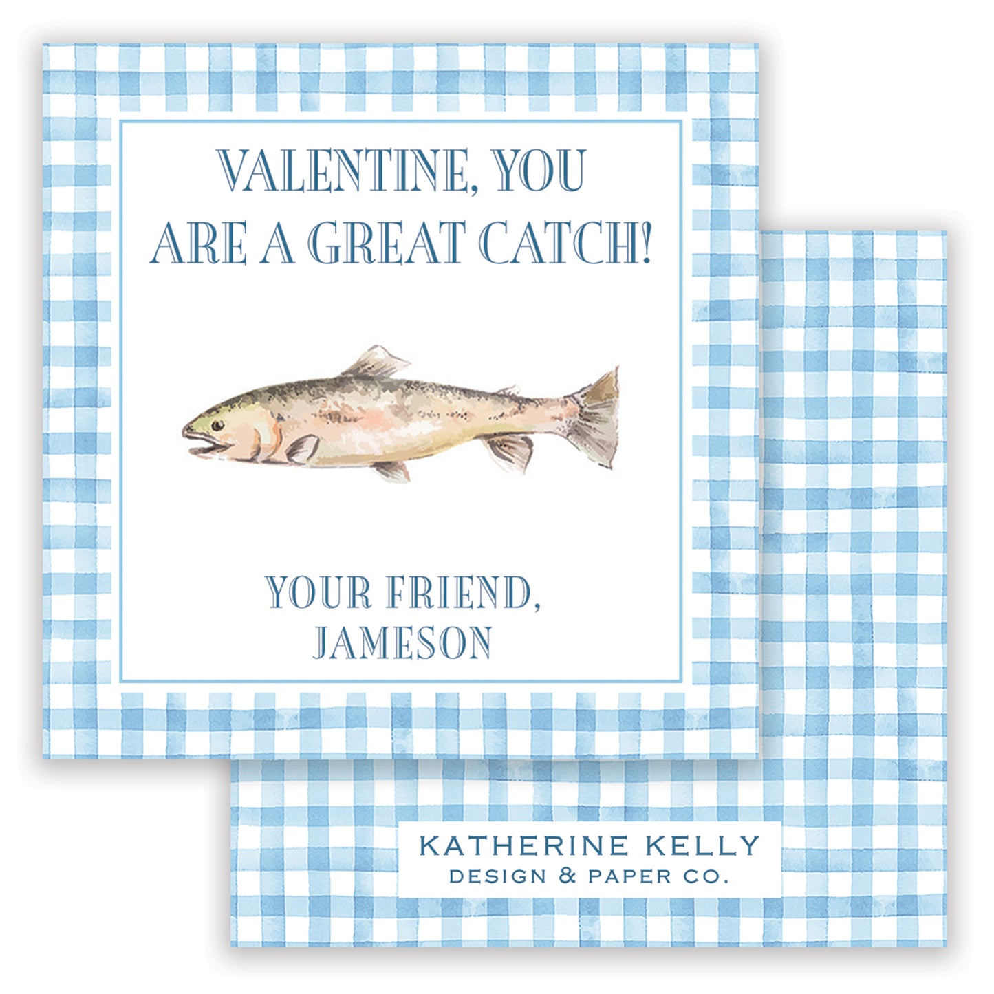 fishing gingham valentine printable