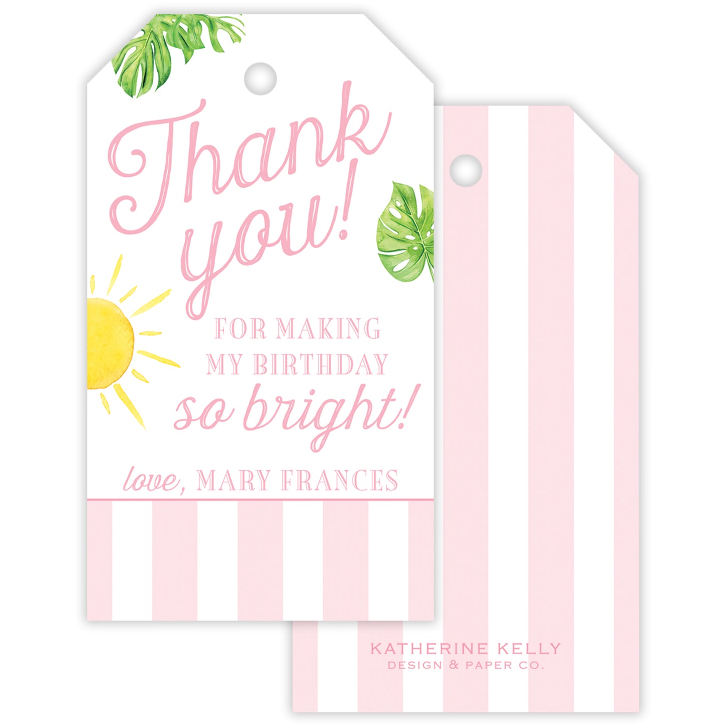 cabana stripe party favor tag