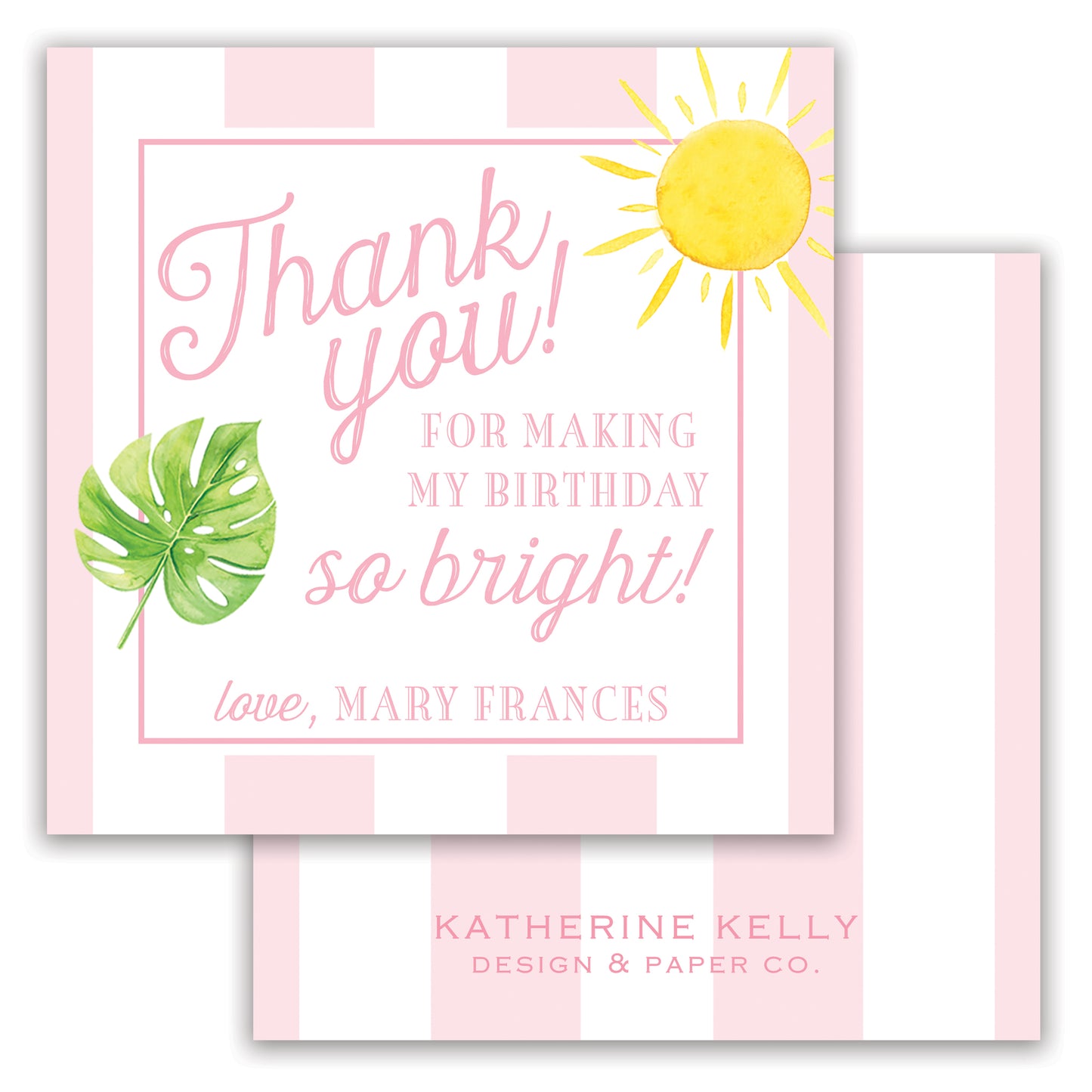 sunshine cabana party favor card