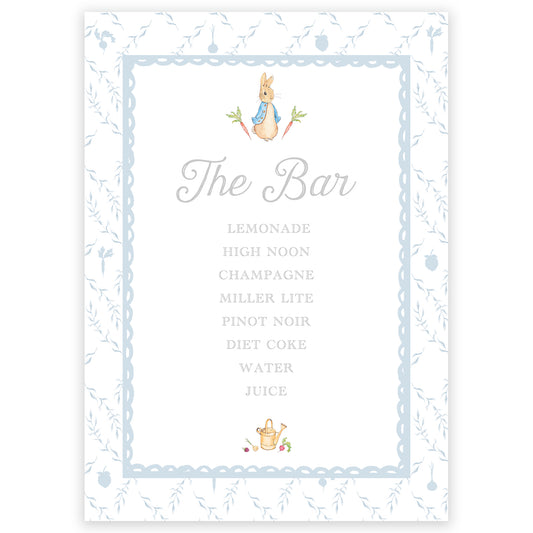 peter rabbit blue trellis bar sign