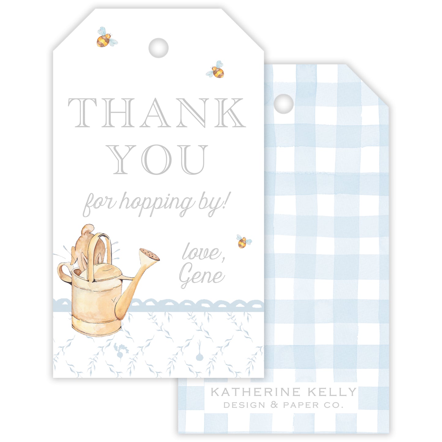 peter rabbit blue trellis party favor tag