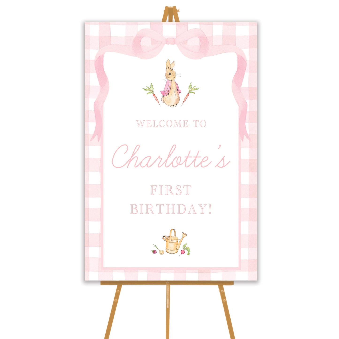 pink peter rabbit welcome sign