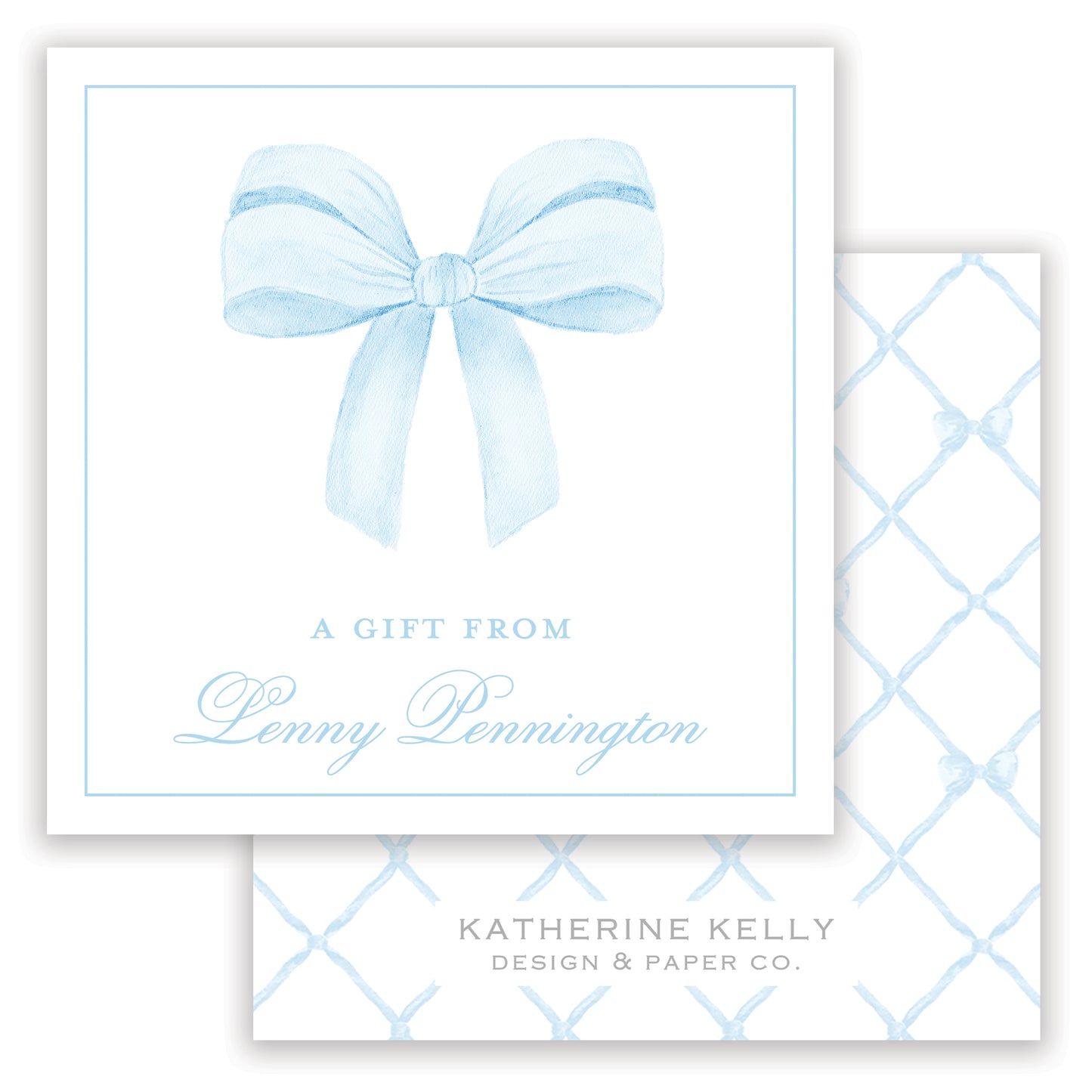 blue bow enclosure card