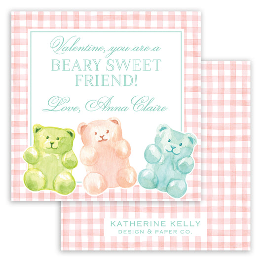 bear-y sweet pink gummy bear valentine printable