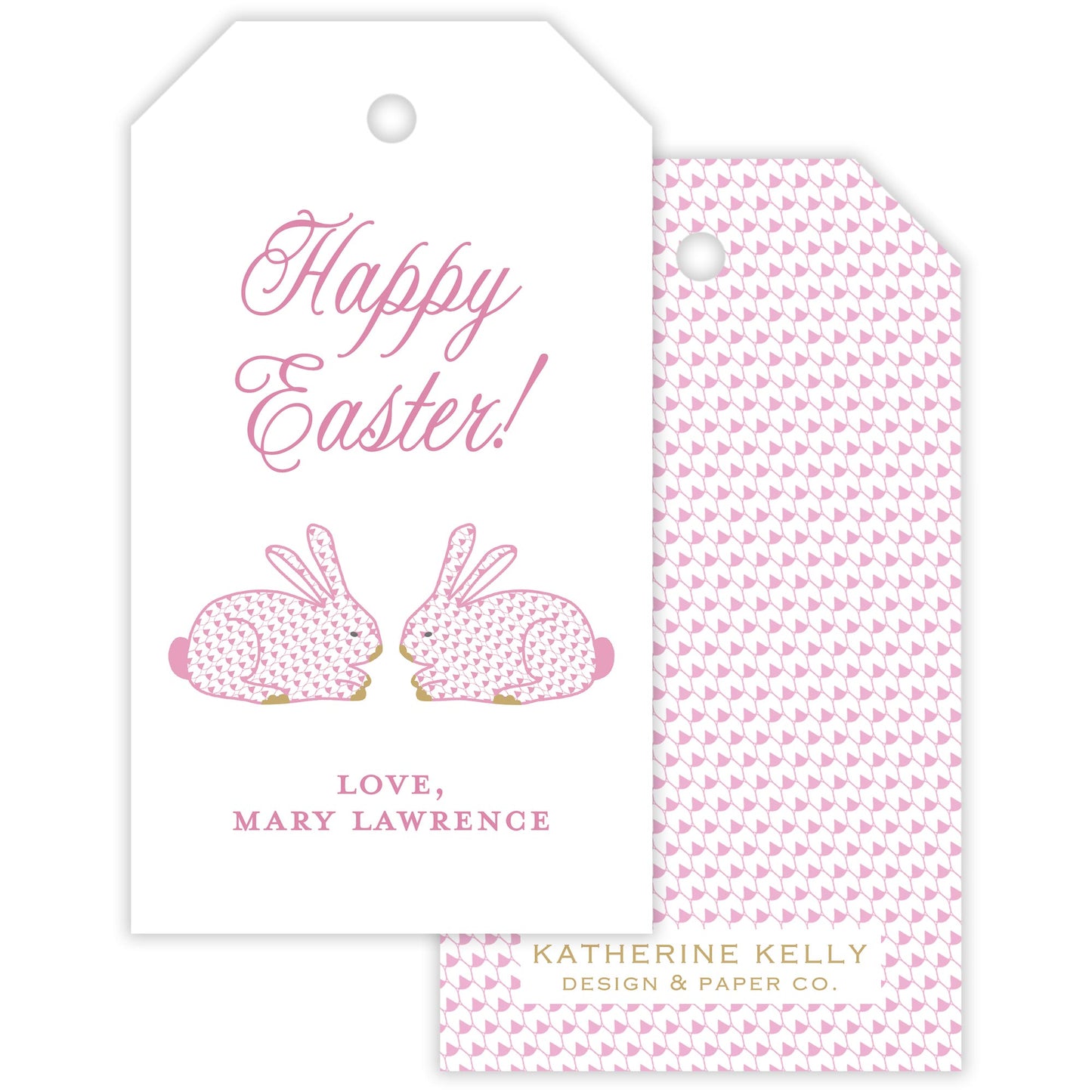 pink herend bunny easter tag