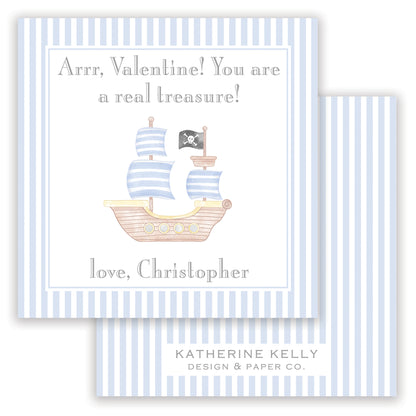 blue pirate ship valentine