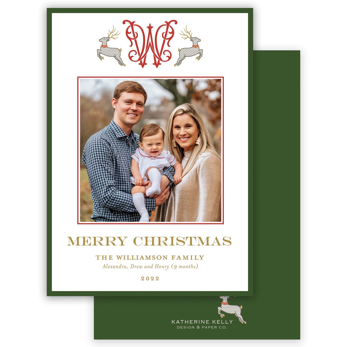 dancing reindeer portrait holiday card