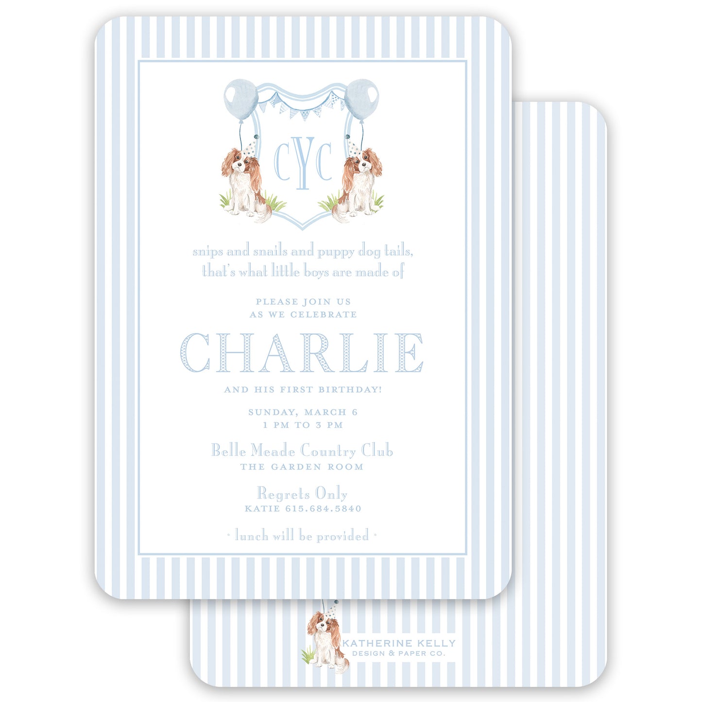 snips & snails cavalier king charles invitation