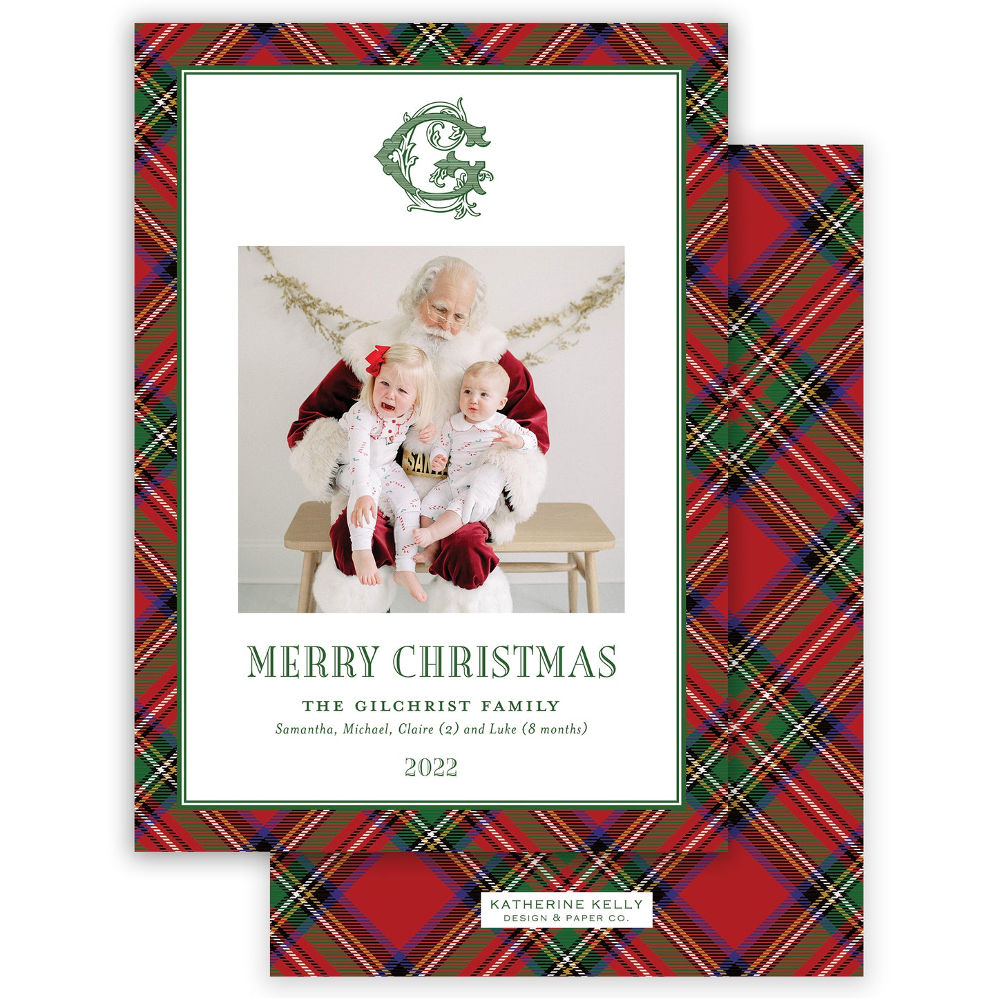 christmas tartan portrait holiday card