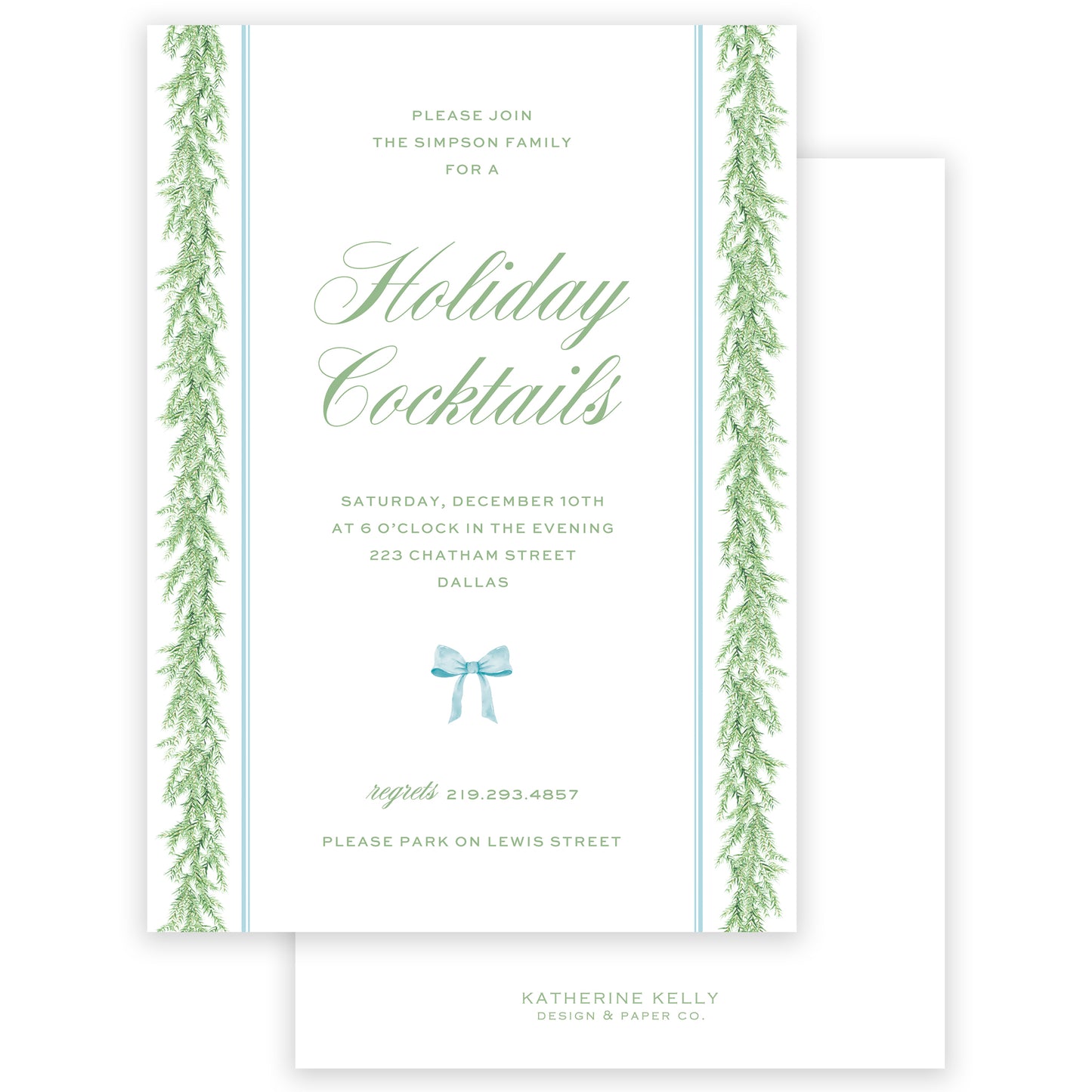 holiday garland edge party invitation