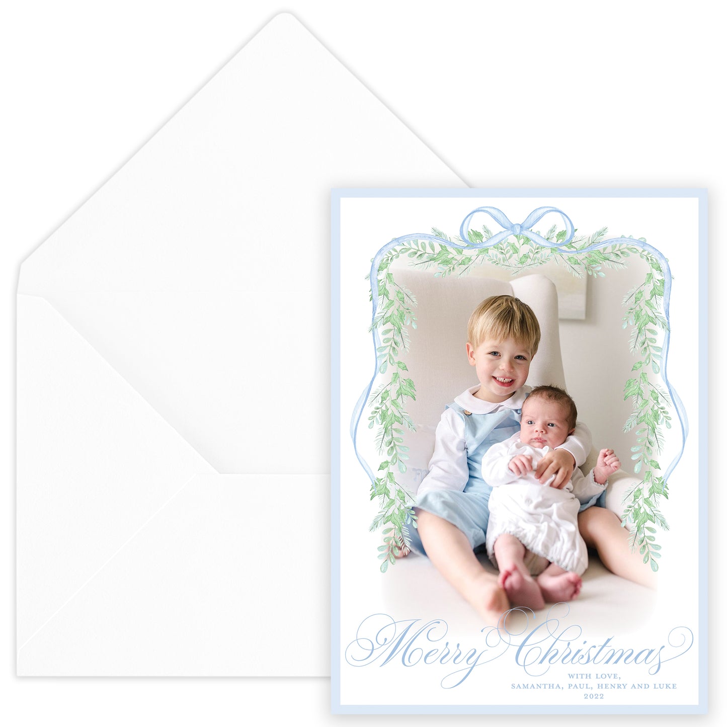 baby blue vine holiday card