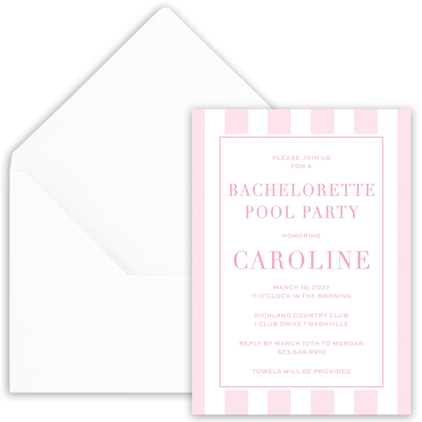 cabana stripe party invitation