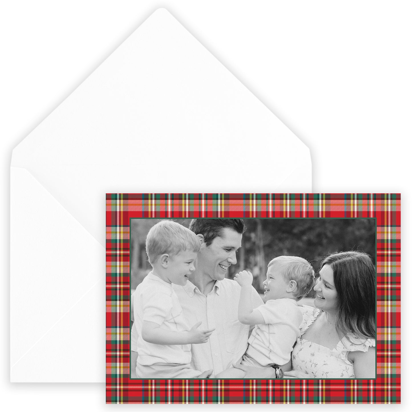 nutcracker plaid border landscape photo card