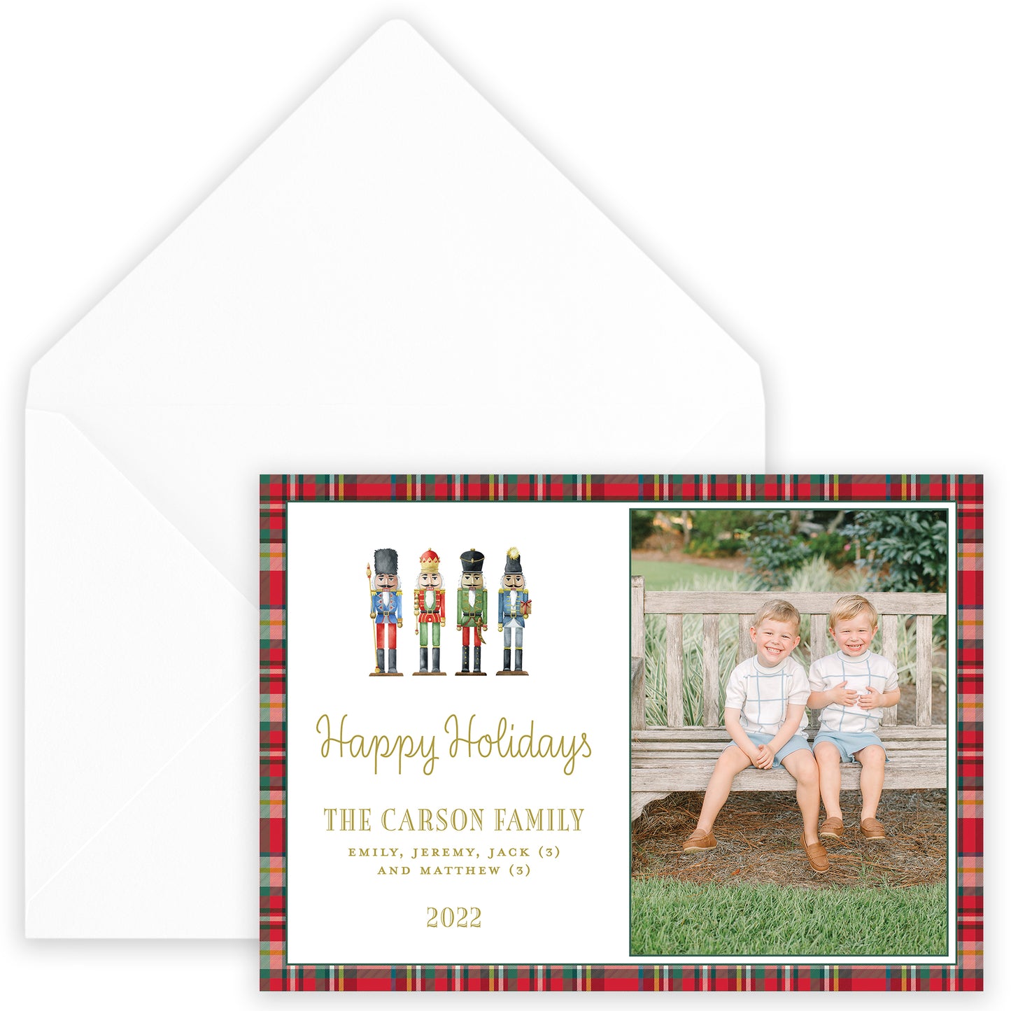 nutcracker plaid border landscape christmas card