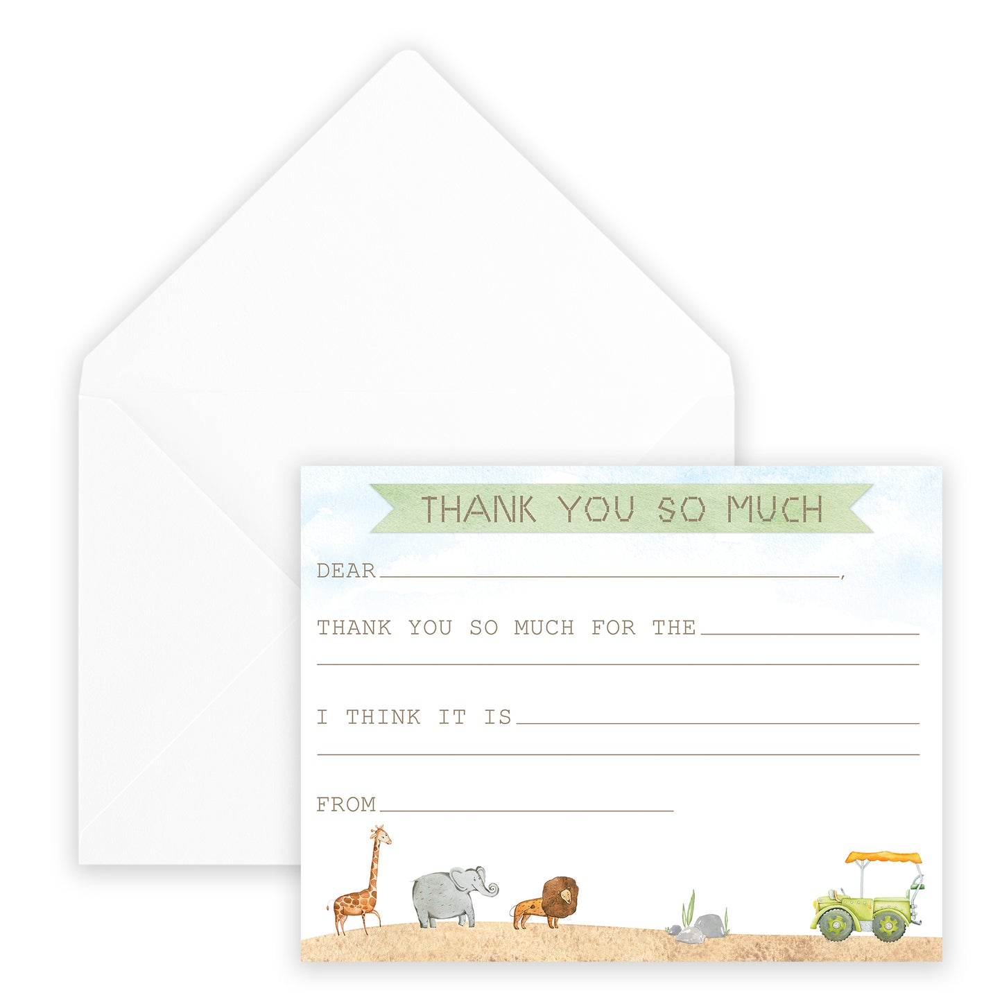 safari fill-in thank you note