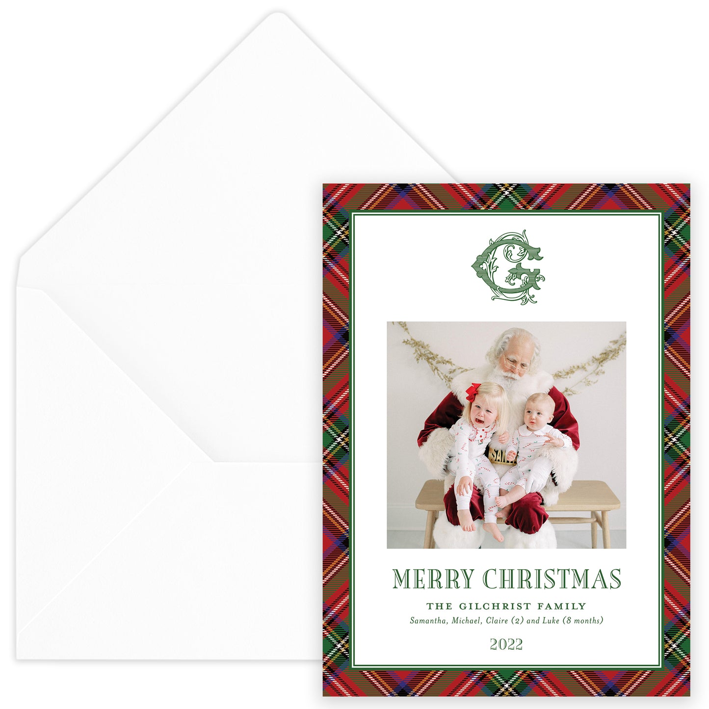 christmas tartan portrait holiday card