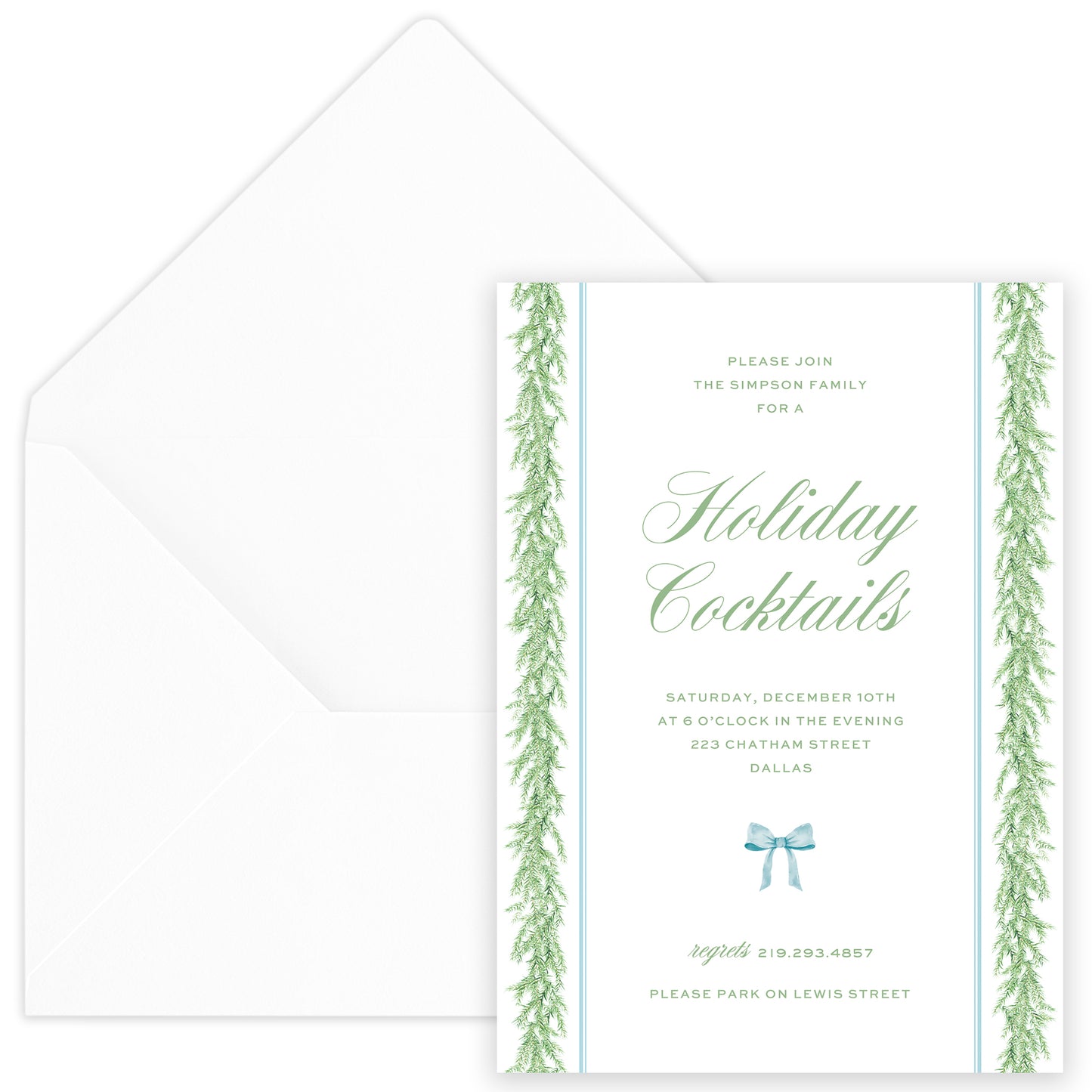 holiday garland edge party invitation