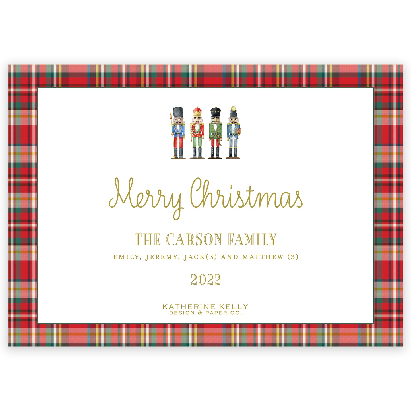 nutcracker green border landscape holiday card