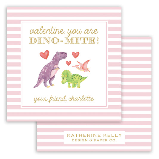 pink dino valentine printable