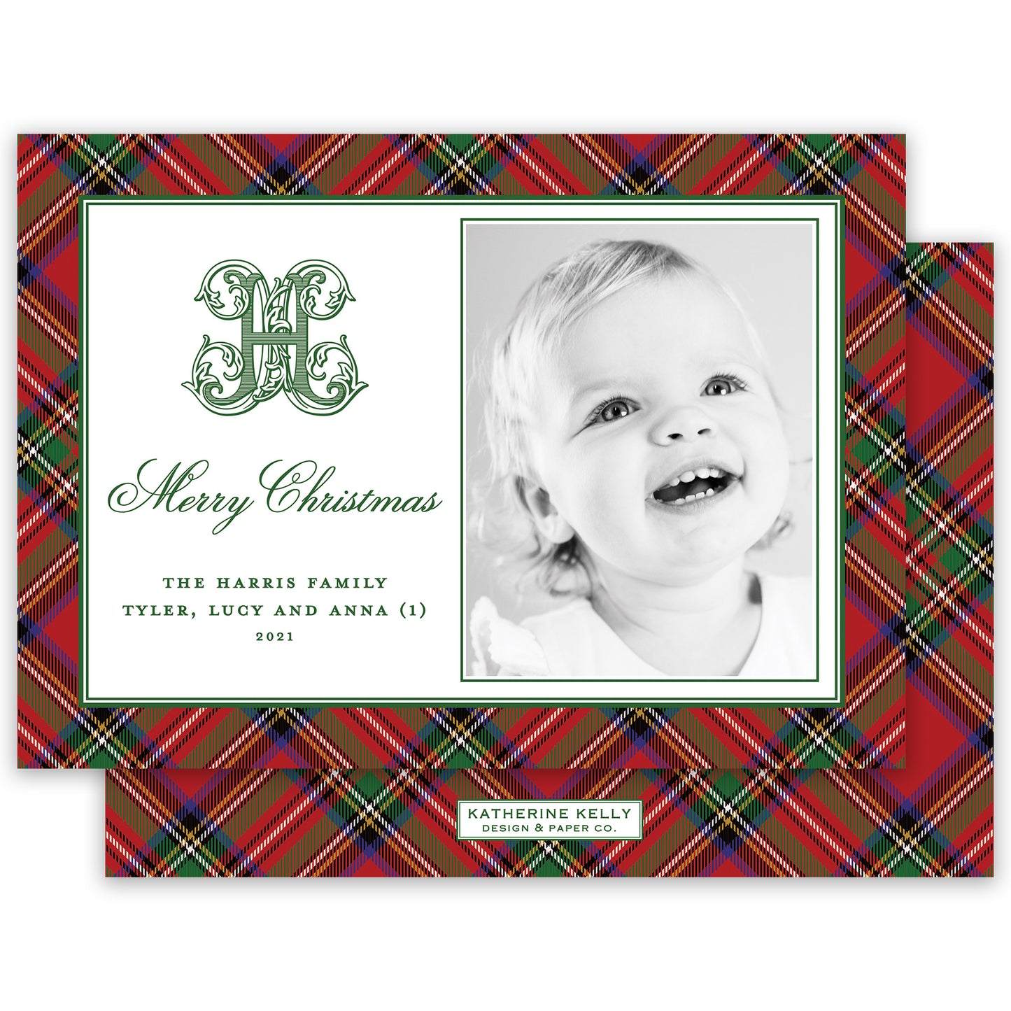 christmas tartan landscape holiday card