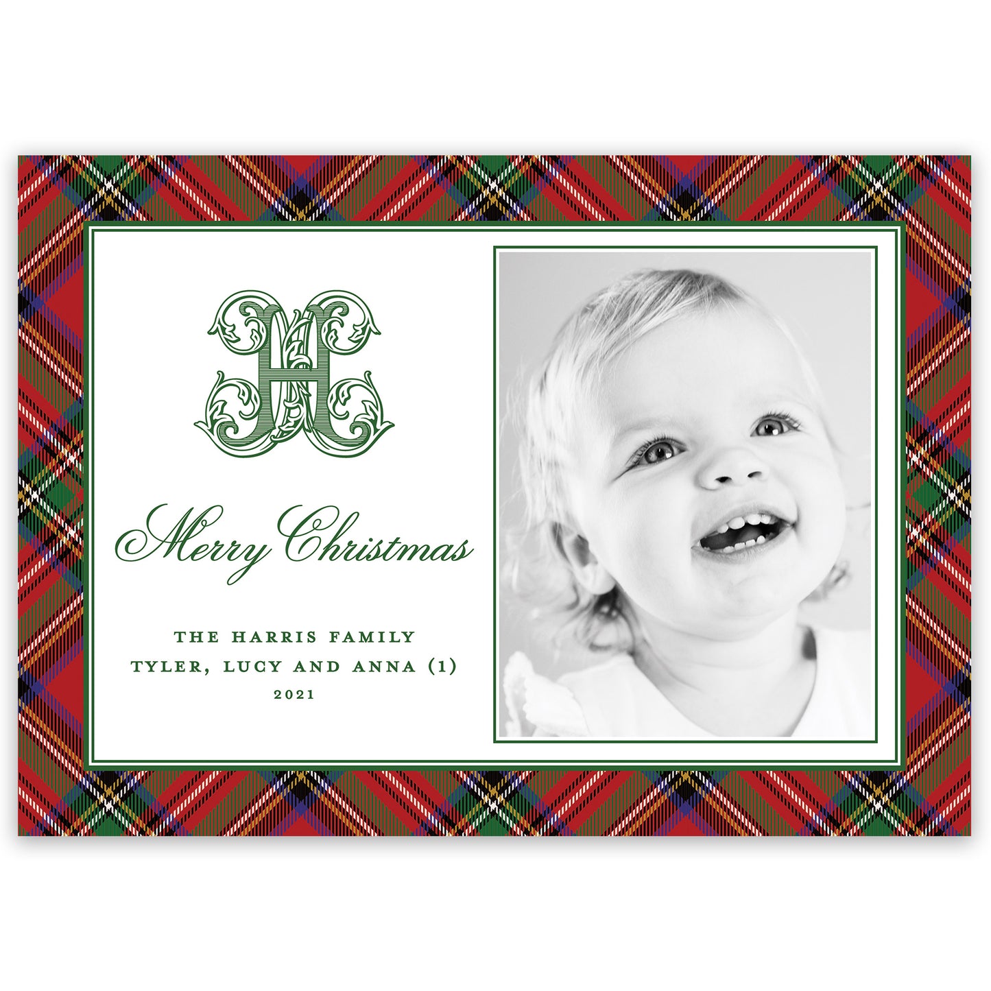 christmas tartan landscape holiday card