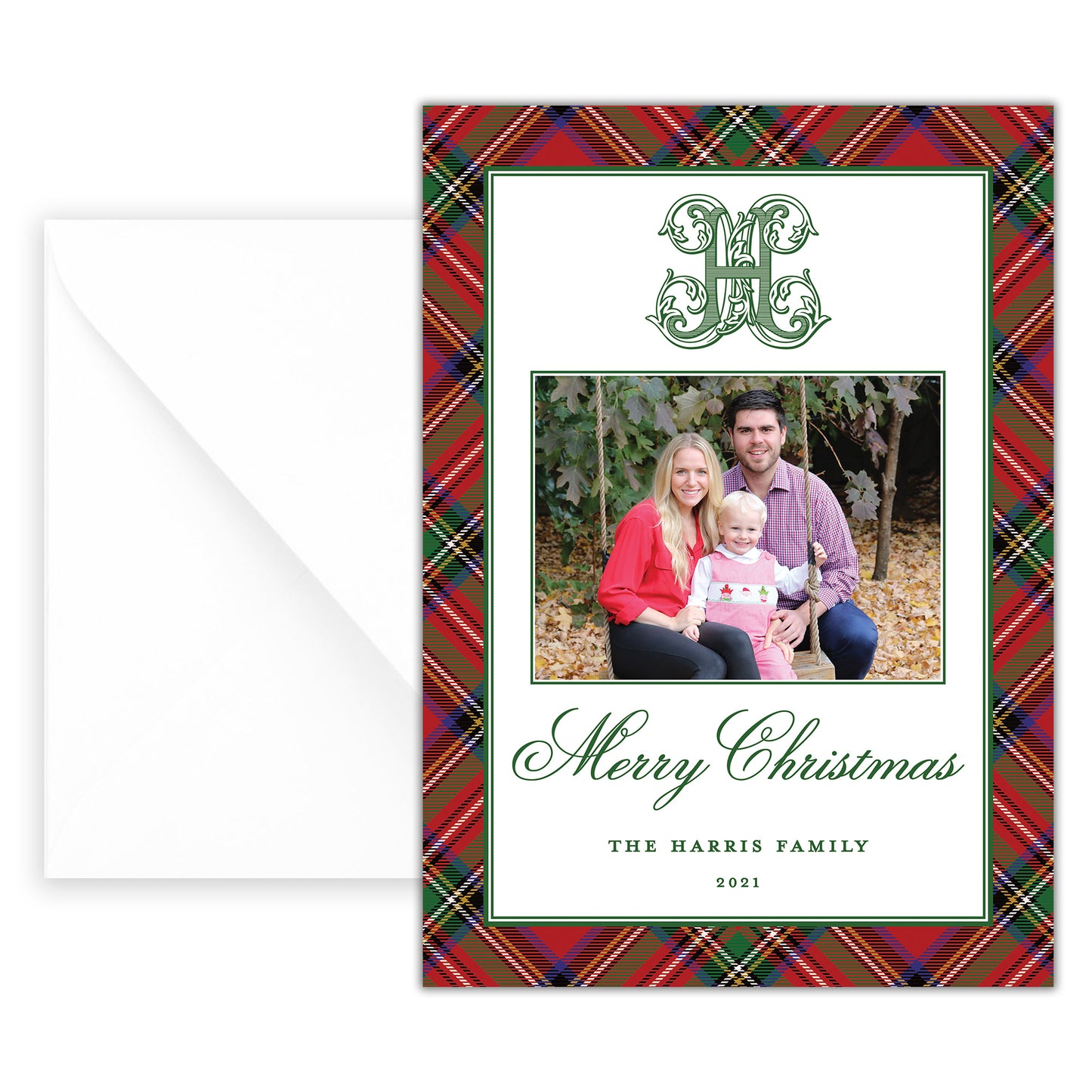 christmas tartan landscape holiday card