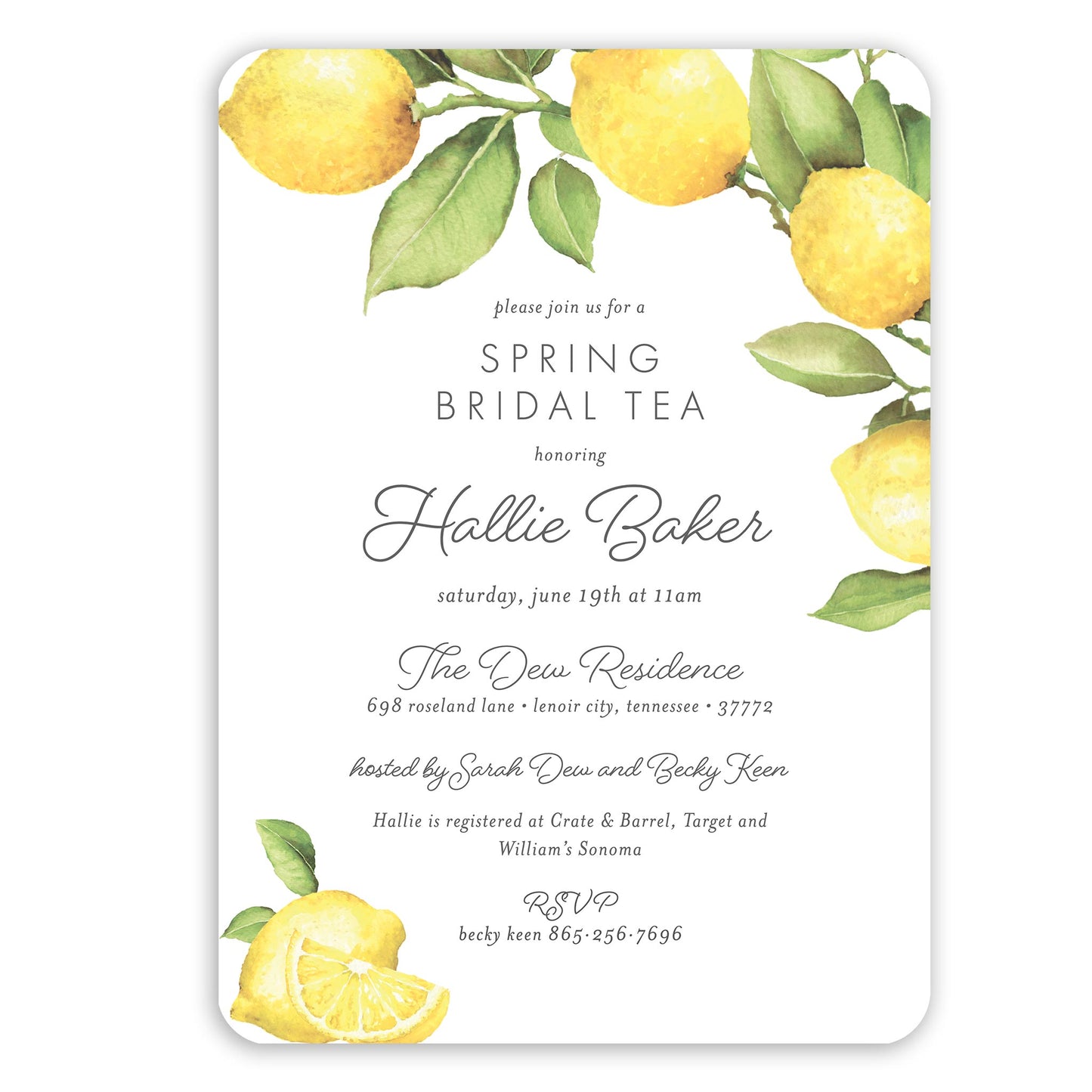 lemon shower invitation